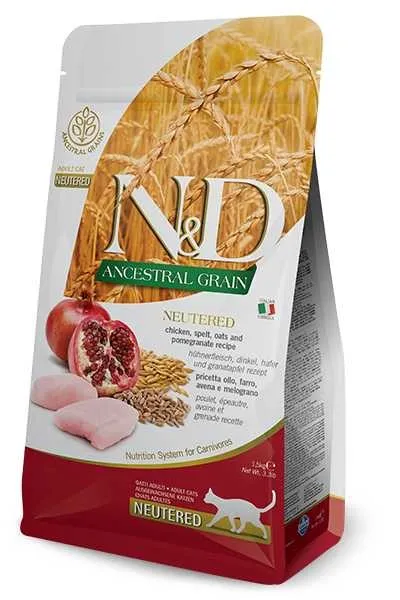3.3 Lb Farmina Ancestral Grain Chicken & Pomegranante Adult Cat Neutered - Treat